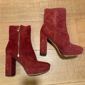Michael Kors Red Suede Heeled Boots